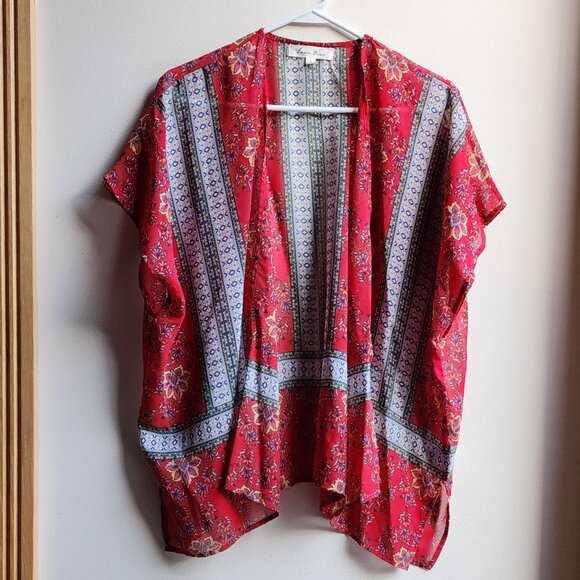 Love Tree Sheer Red Bohemian Style Open Blouse Size Small - Picture 6 of 15